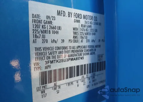 2023 Ford Mustang Mach-E California Route 1 from USA, damaged, VIN 3FMTK2SU3PMA85745